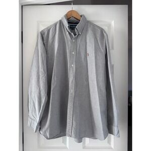 Ralph Lauren Mens Collared Button Down Long Sleeve Shirt Gray XL